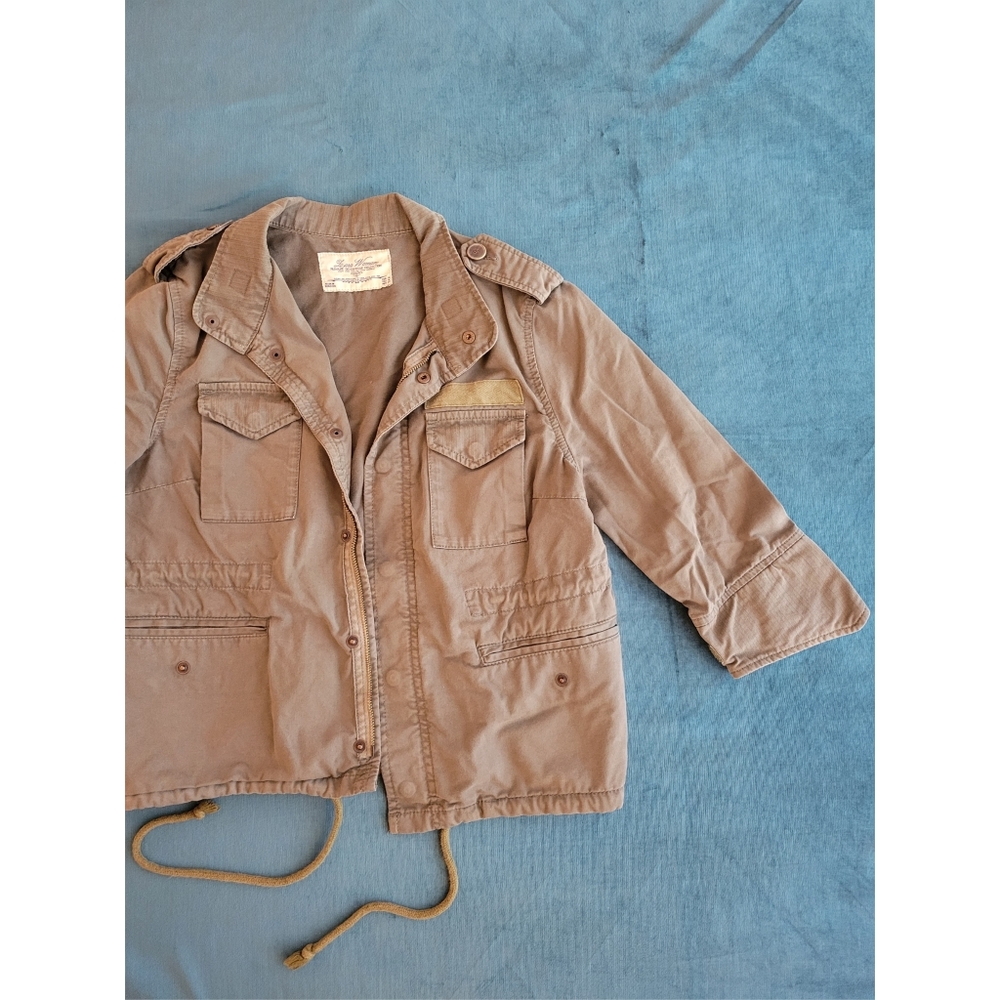 Zara Women Denimwear Collection Olive Green Cropped Jacket
